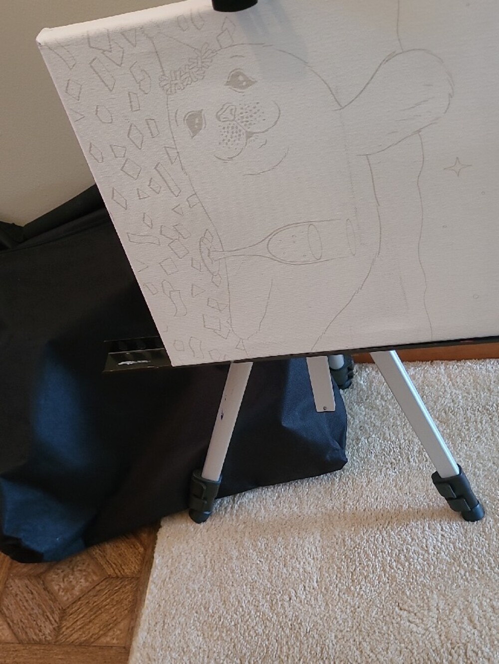 Adjustable Artist Easel,  Carrying Bag, Printed Canvas, Paints and Brushes